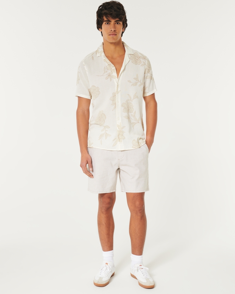 Linen Blend Pull-On Shorts 7"
