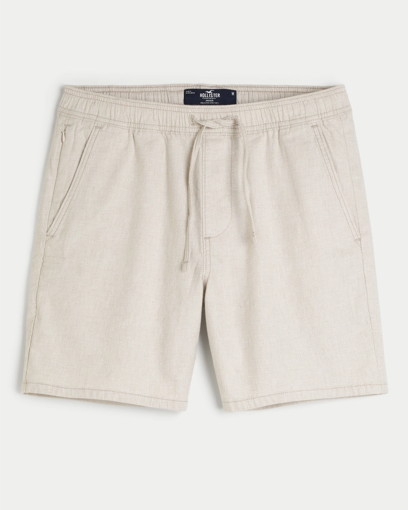 Linen Blend Pull-On Shorts 7"