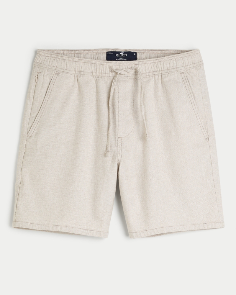 Linen Blend Pull-On Shorts 7"