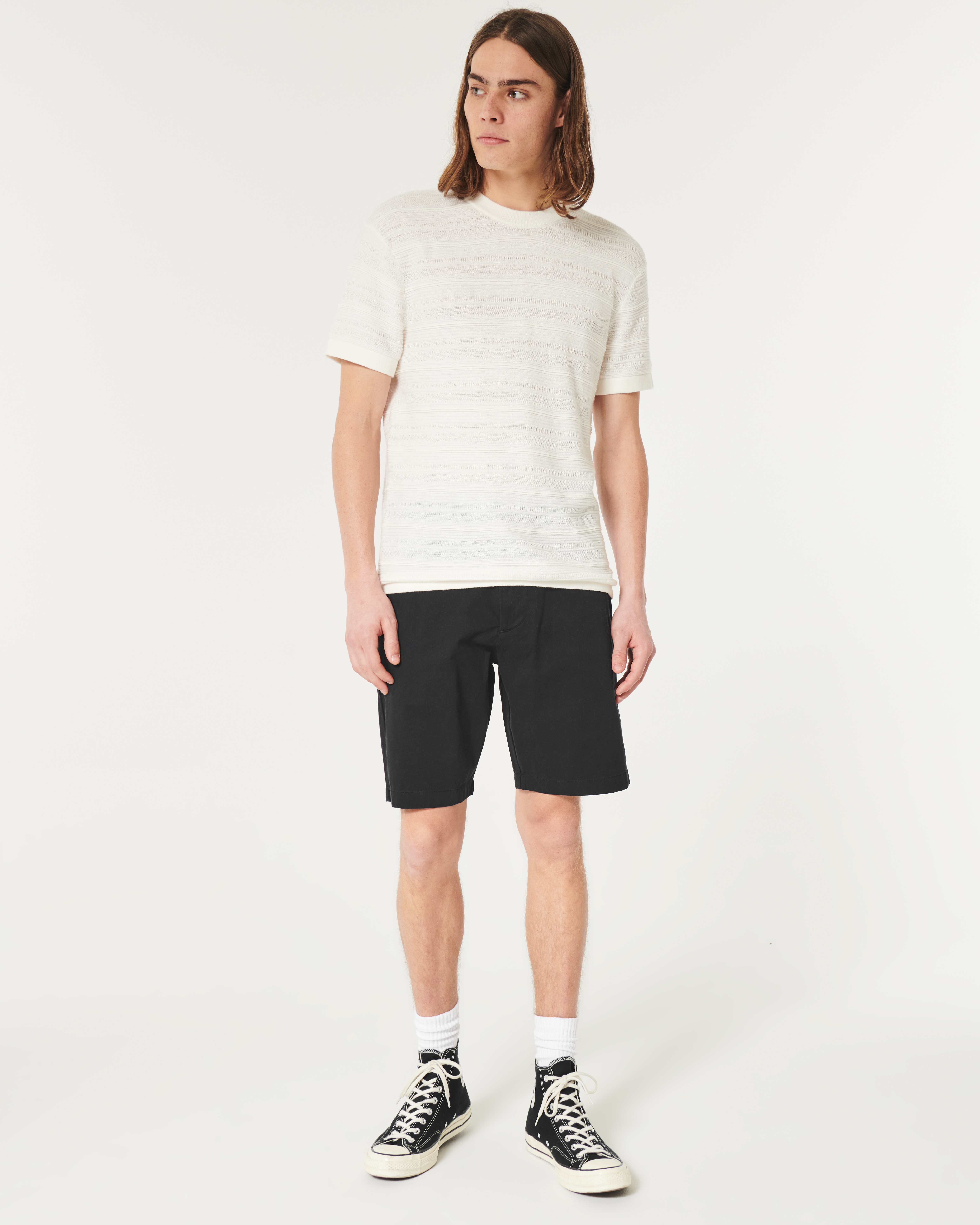 Twill Flat-Front Shorts 9"