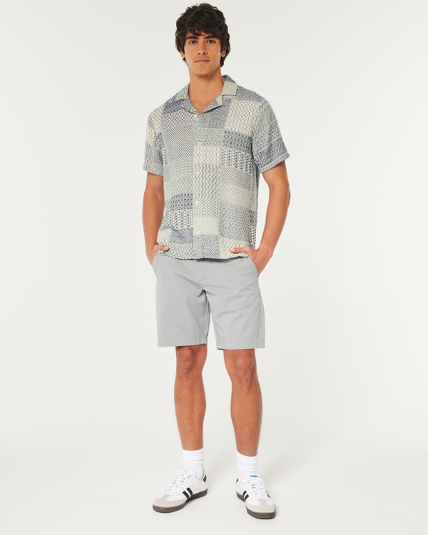 Twill Flat-Front Shorts 9", Grey view 2
