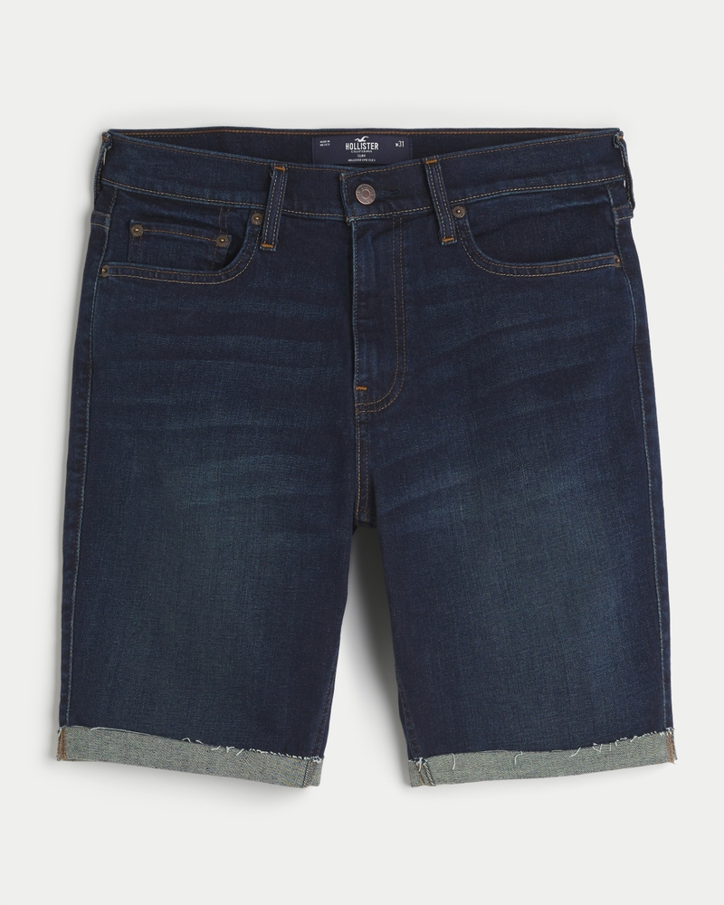 Dark Wash Slim Denim Shorts 9