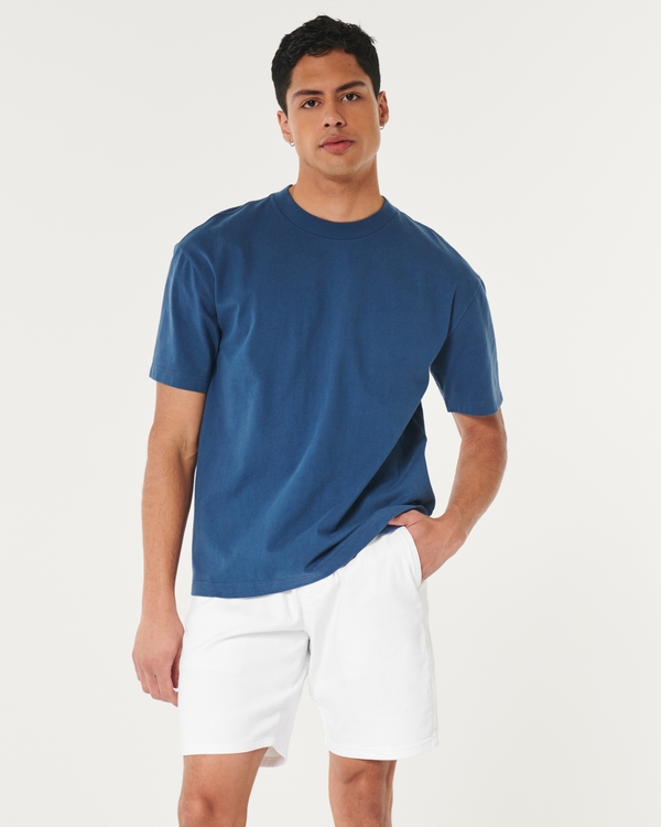 Just Like Knit Relaxed Above-the-Knee Denim Jogger Shorts, White view 1