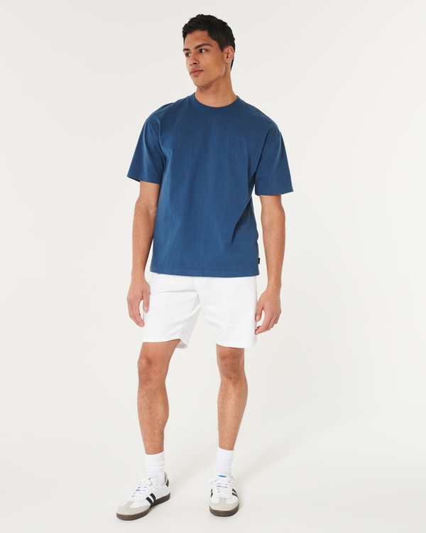 Just Like Knit Relaxed Above-the-Knee Denim Jogger Shorts, White view 2