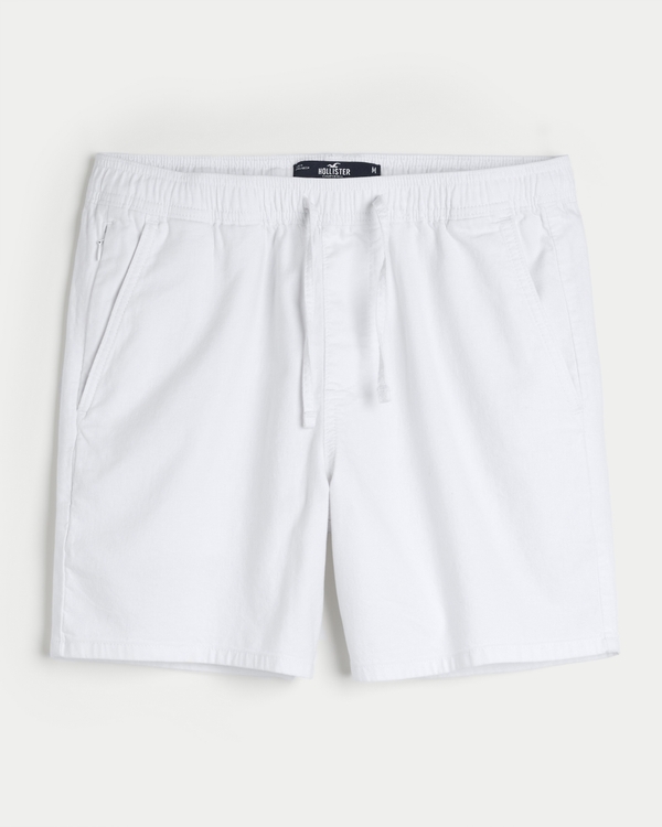 Linen Blend Pull-On Shorts 7", White
