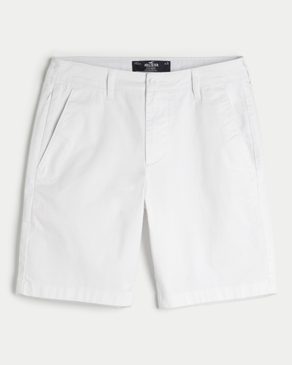 Twill Flat-Front Shorts 9"