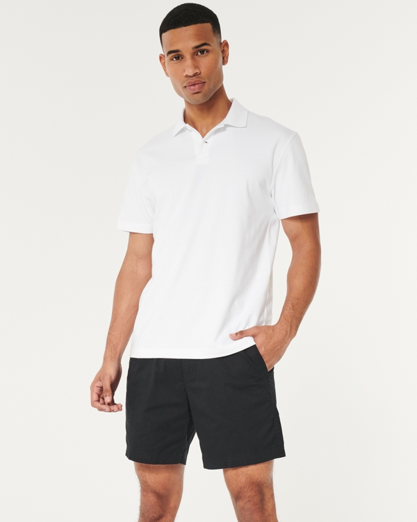 Hollister Men's Classic Fleece Shorts (Extra Large, Black White