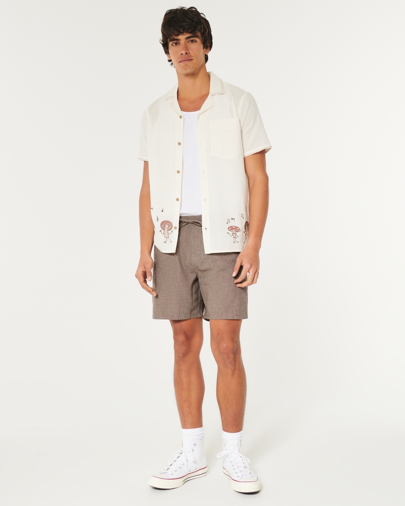 Linen Blend Jogger Shorts 7"