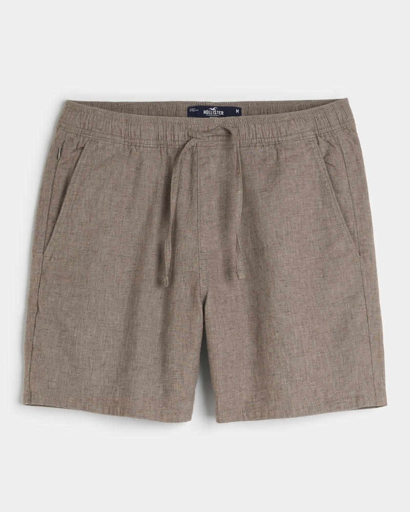 Linen Blend Jogger Shorts 7"