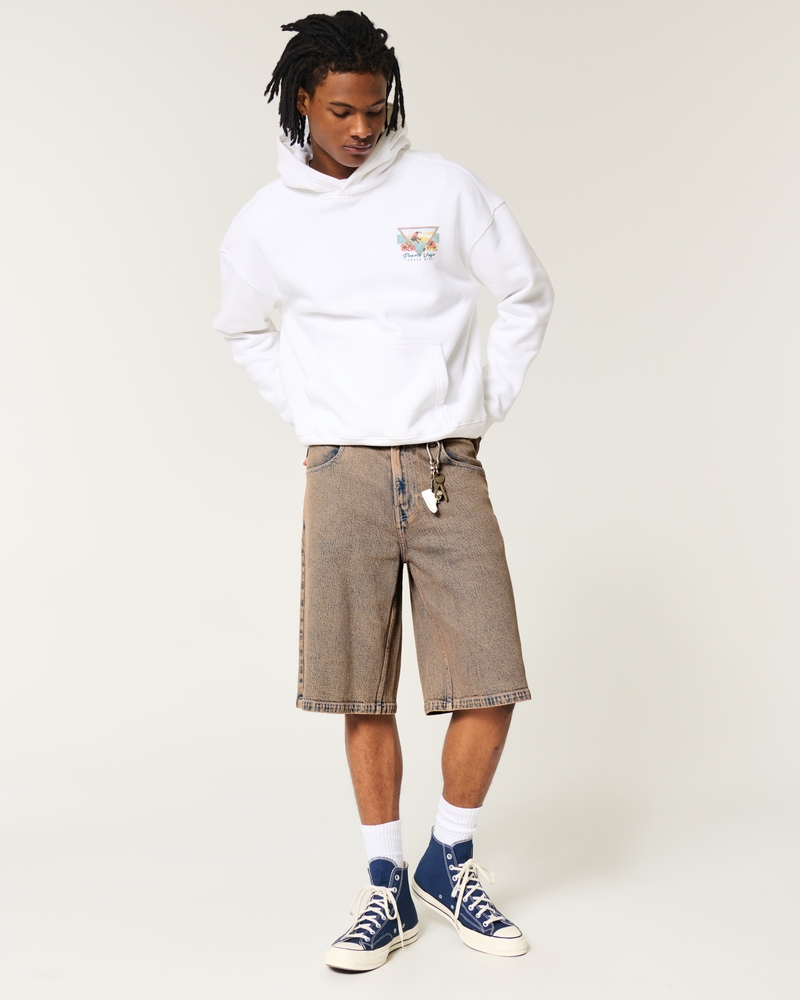 Brown Overdye Super Baggy Denim Shorts