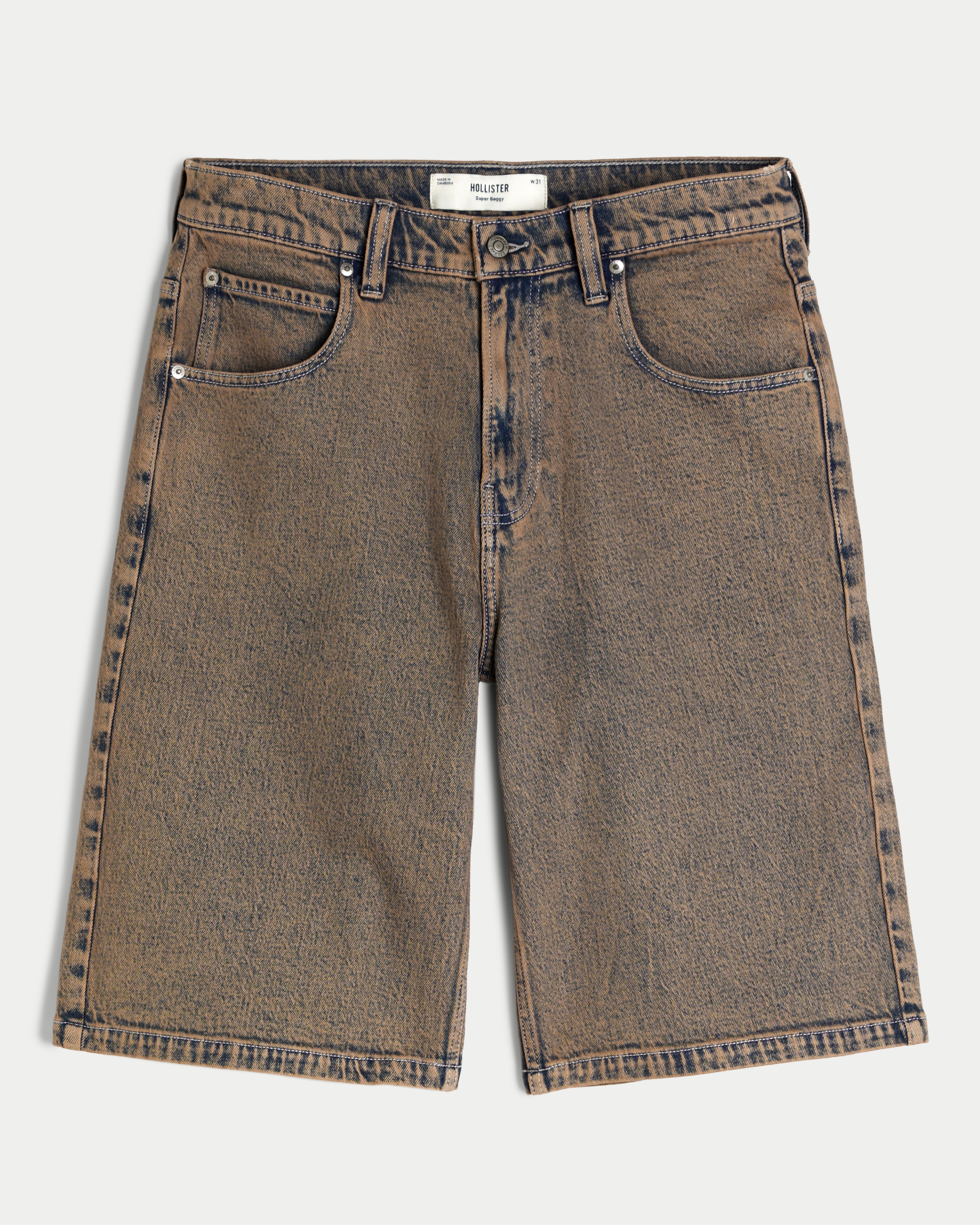 Brown Overdye Super Baggy Denim Shorts