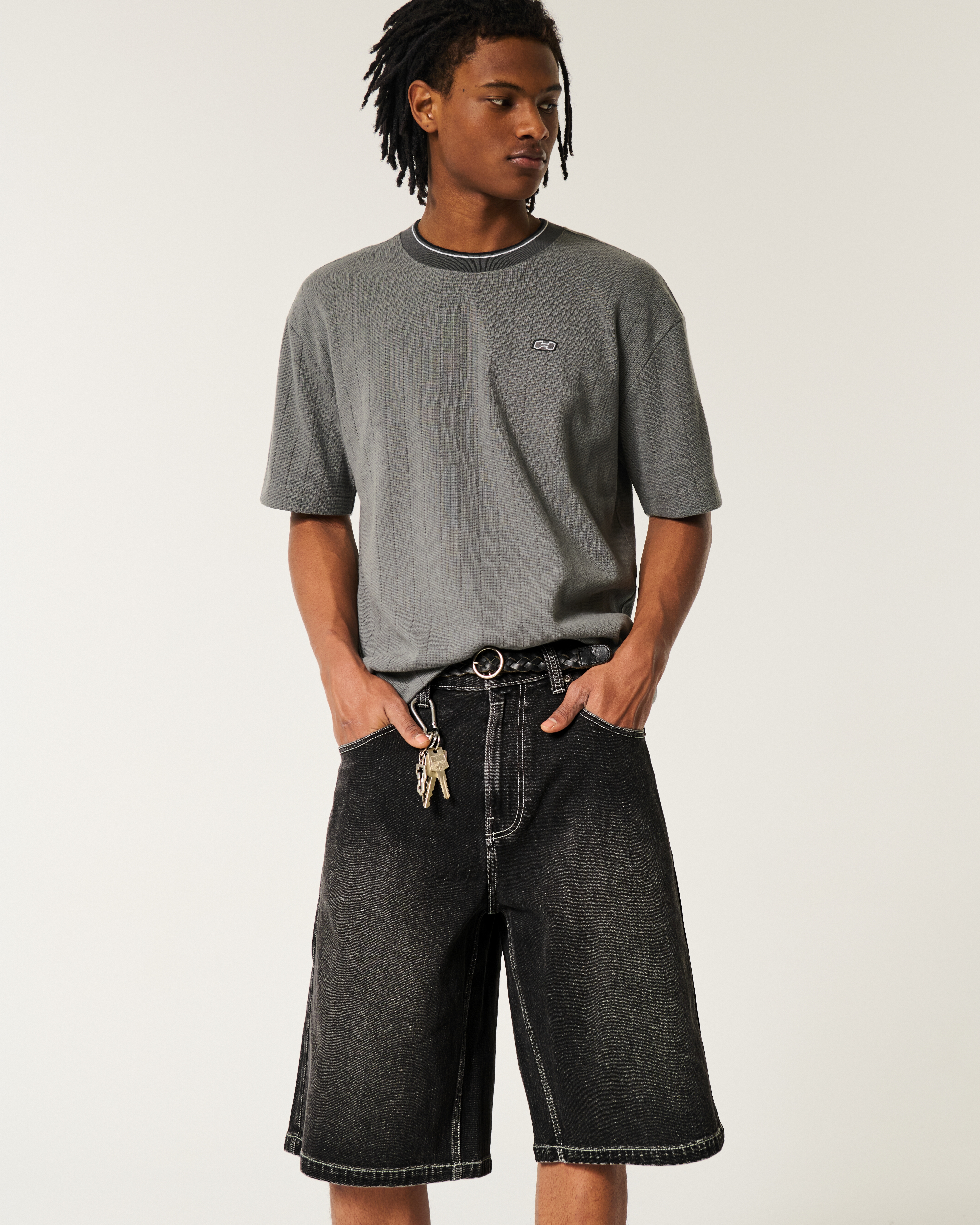 Men's Black Super Baggy Denim Shorts | Men's Sale