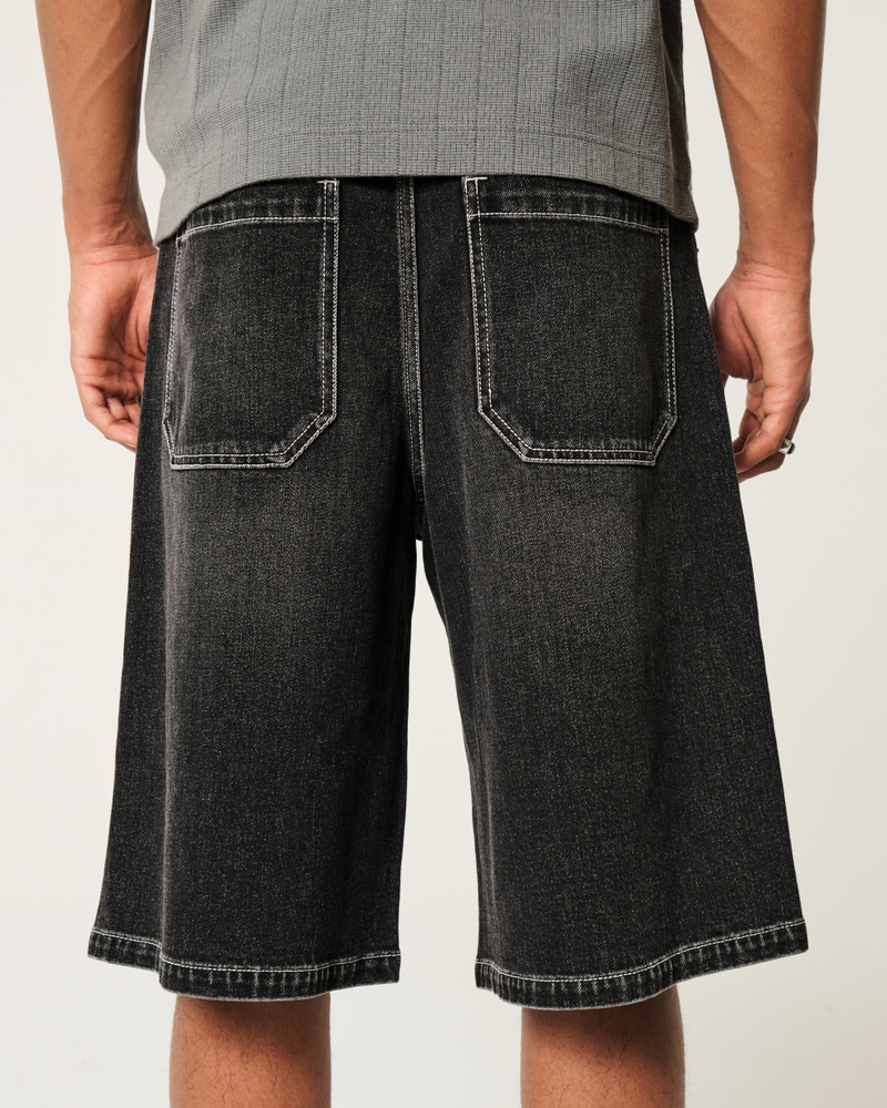 Black Super Baggy Denim Shorts