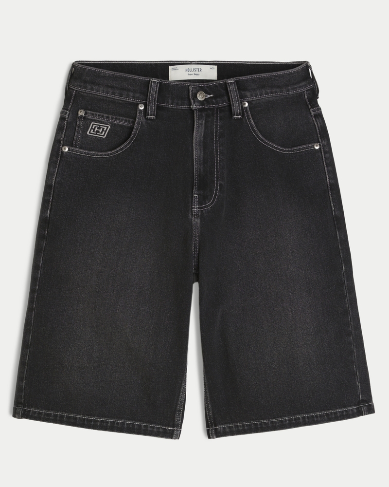 Black Super Baggy Denim Shorts