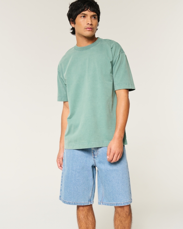 Medium Wash Baggy Denim Shorts, Medium Wash