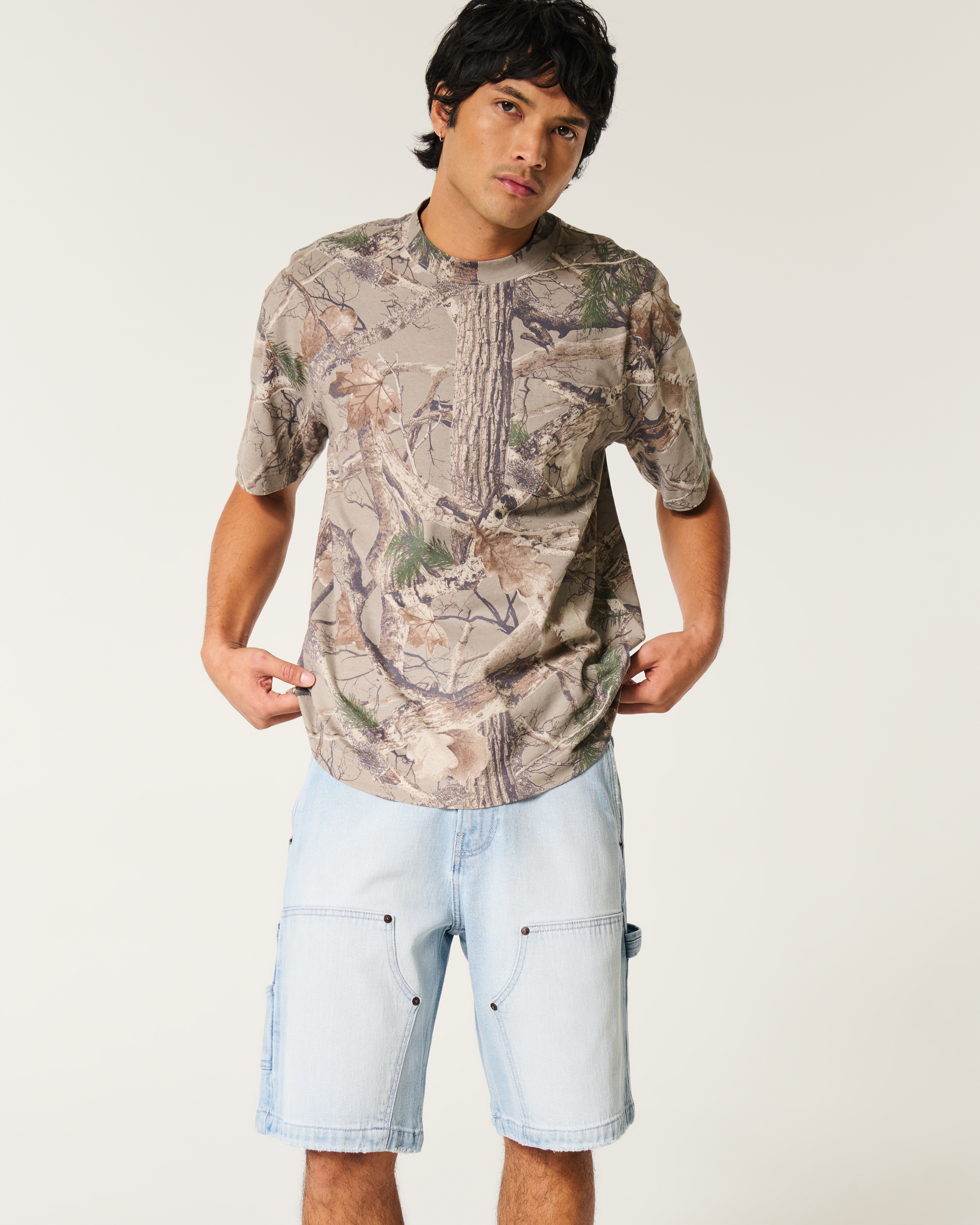 Light Wash Baggy Denim Painter Shorts