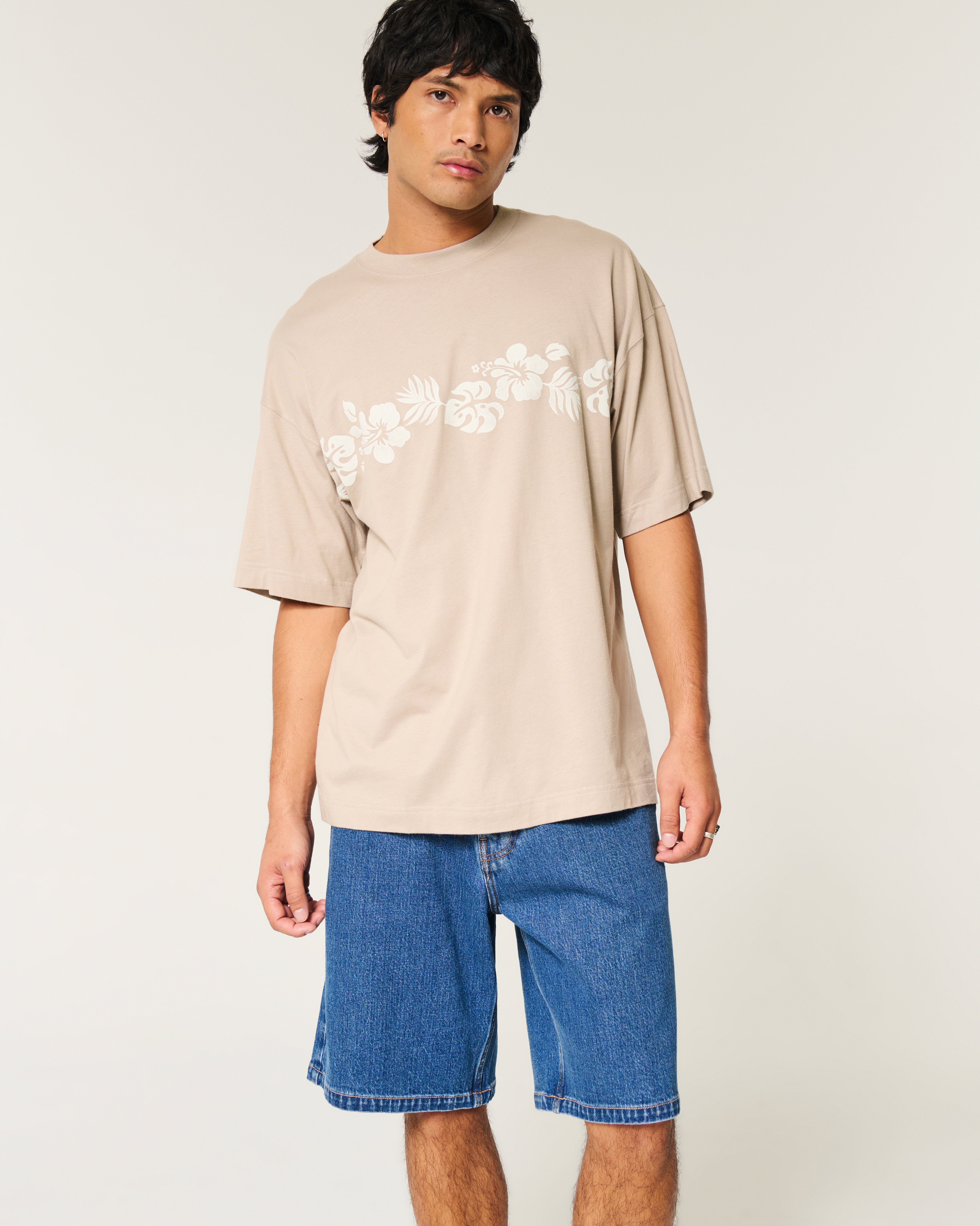 Medium Wash Baggy Denim Shorts