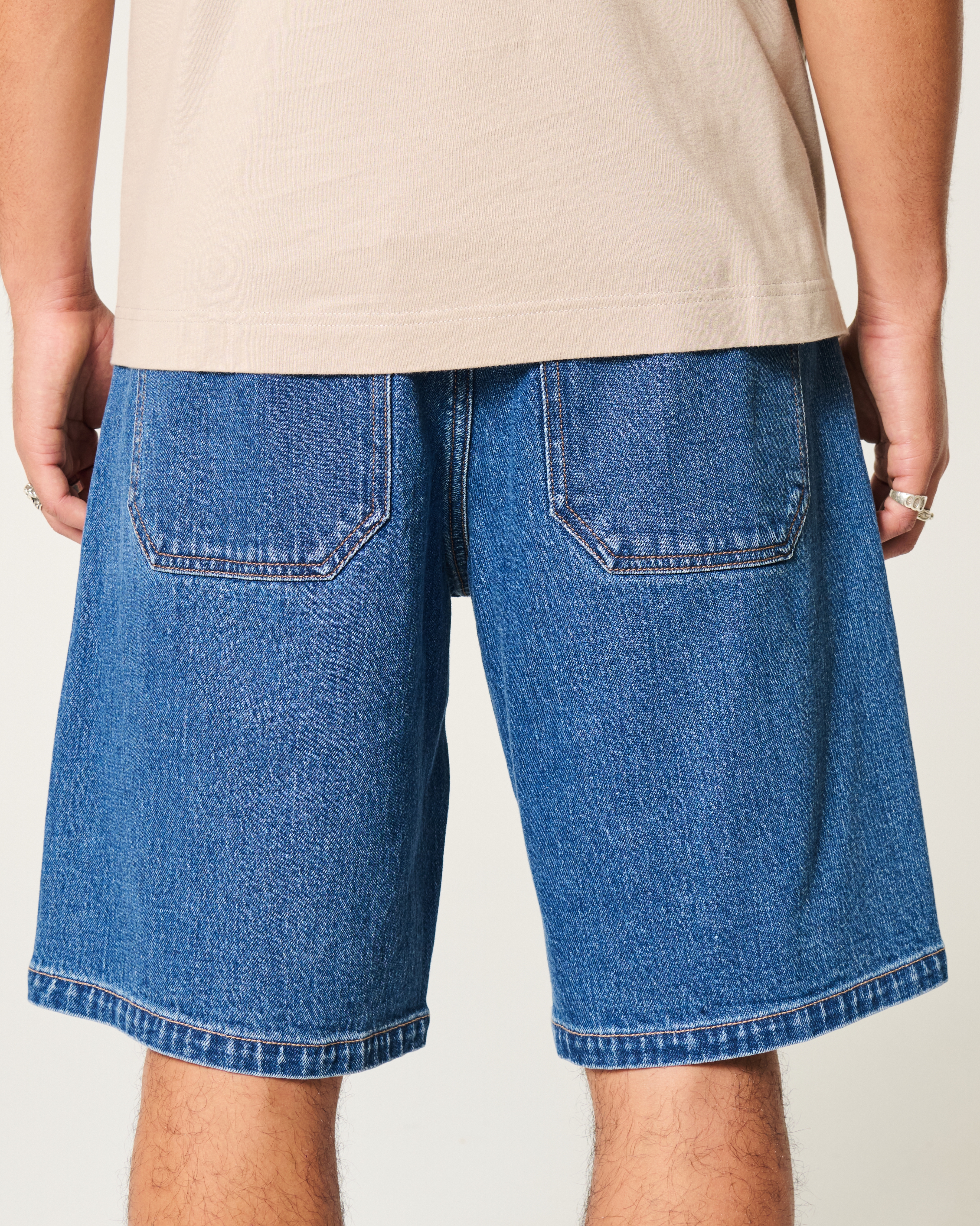 Medium Wash Baggy Denim Shorts
