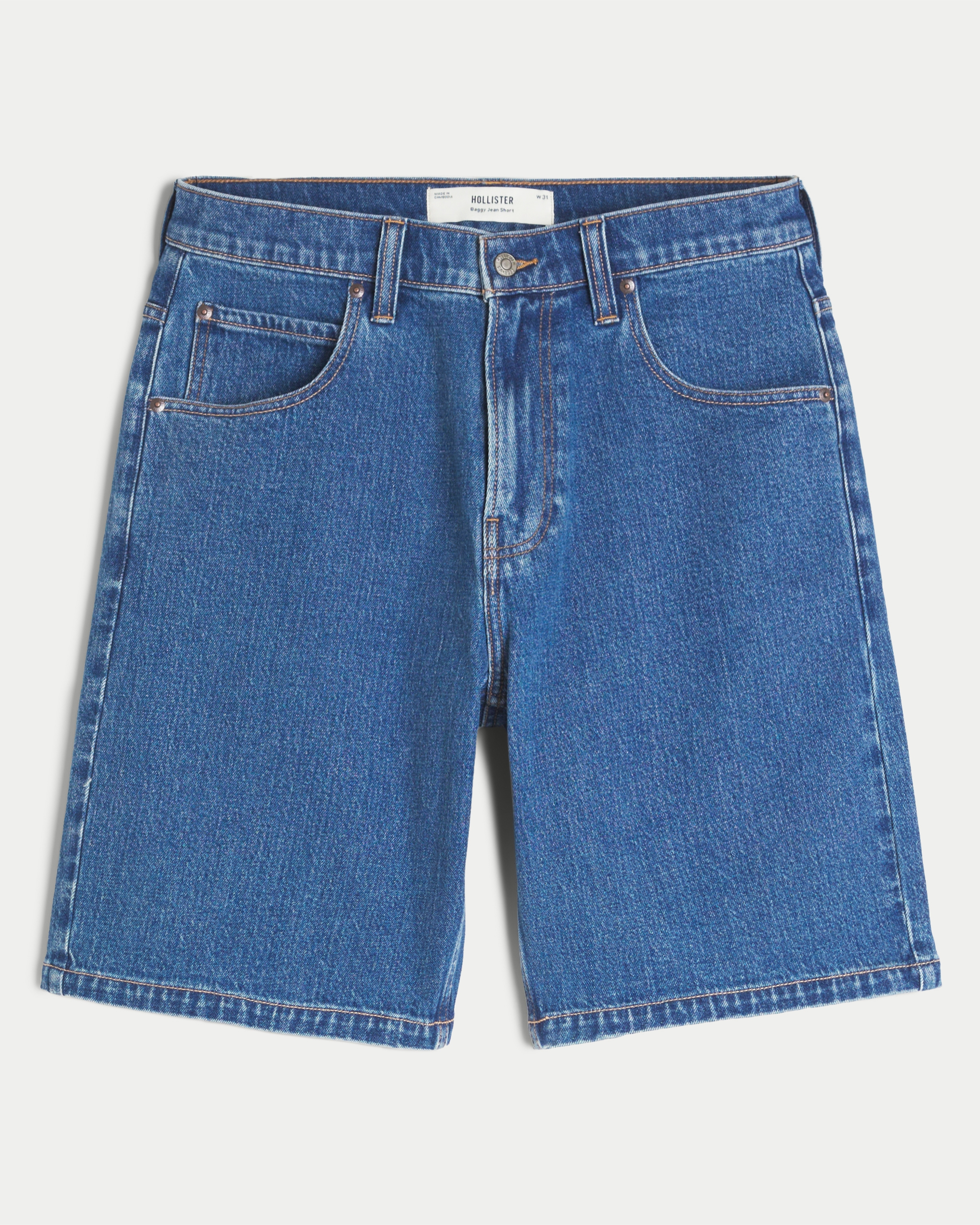 Medium Wash Baggy Denim Shorts