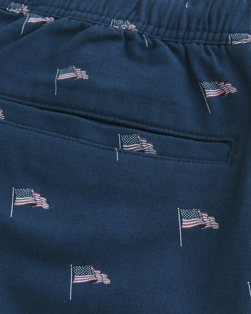 Above-the-Knee Linen-Blend Pattern Shorts
