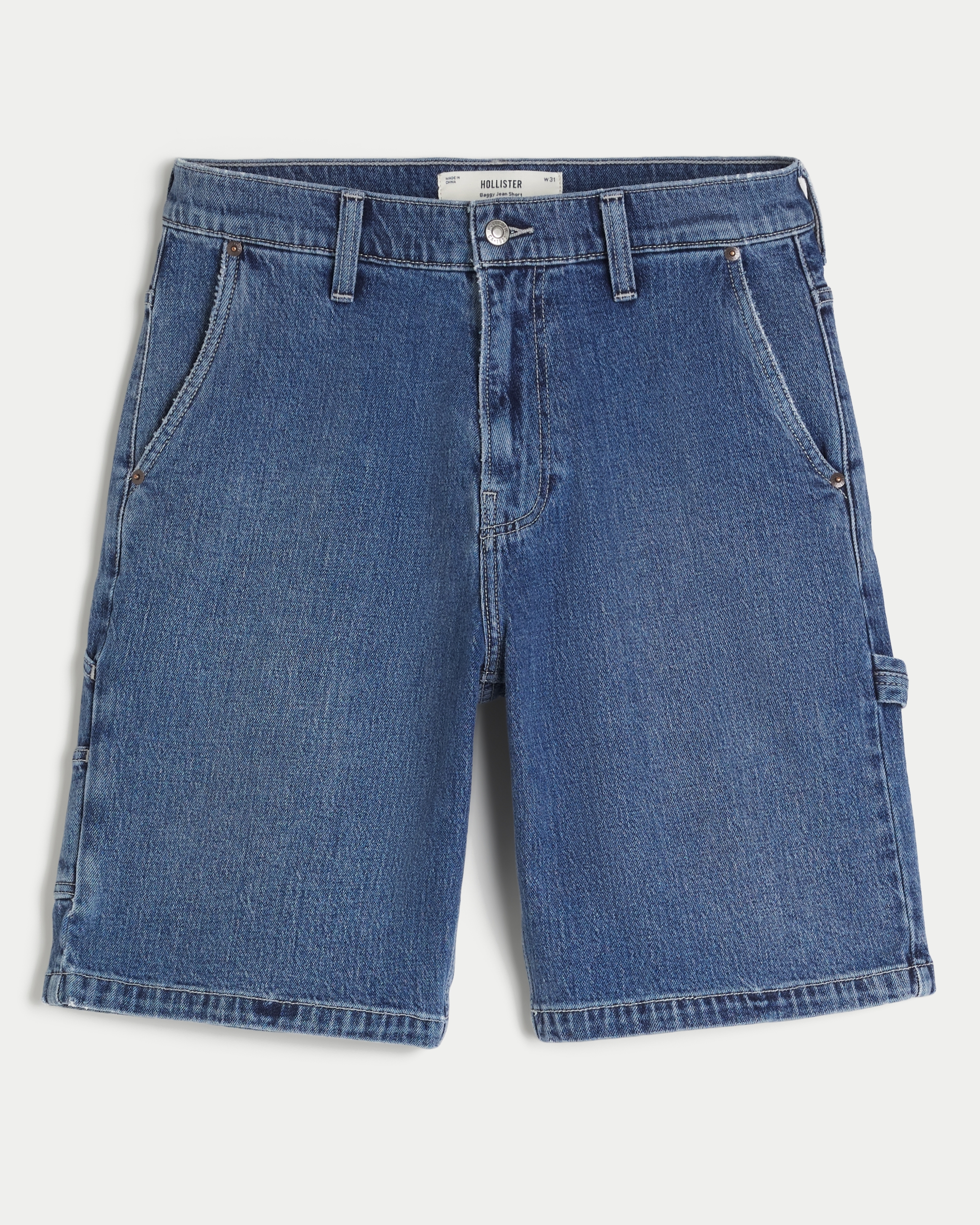 Medium Wash Baggy Denim Short 11"