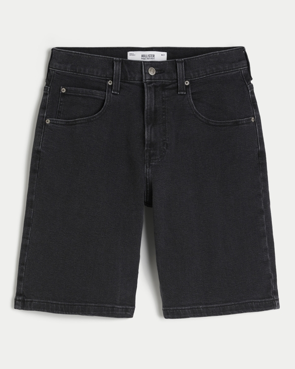 Washed Black Baggy Denim Shorts 11", Washed Black