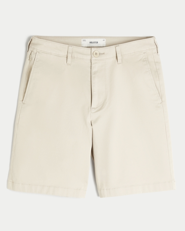 At-the-Knee Twill Shorts, Cream view 1