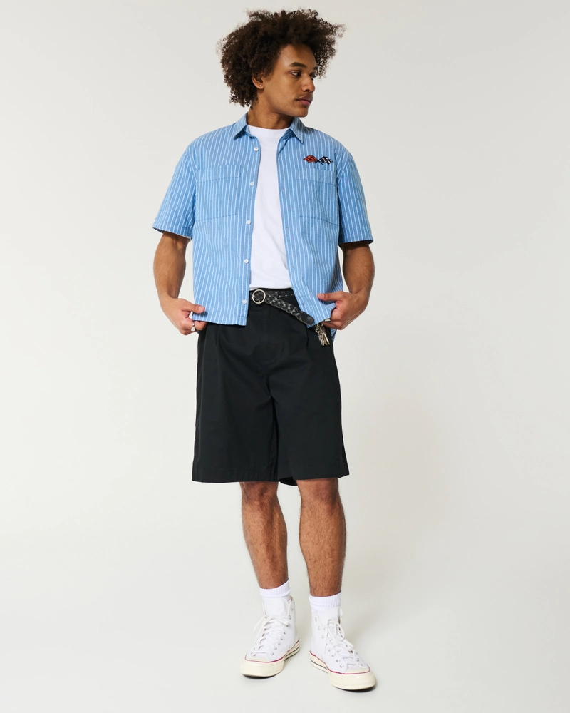 Über das Knie gehende Baggy Bermuda Flex Waist Shorts