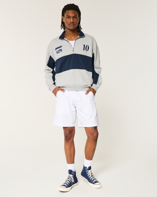 Shorts con cintura flexible y mezcla de lino a la rodilla, Blanco view 2