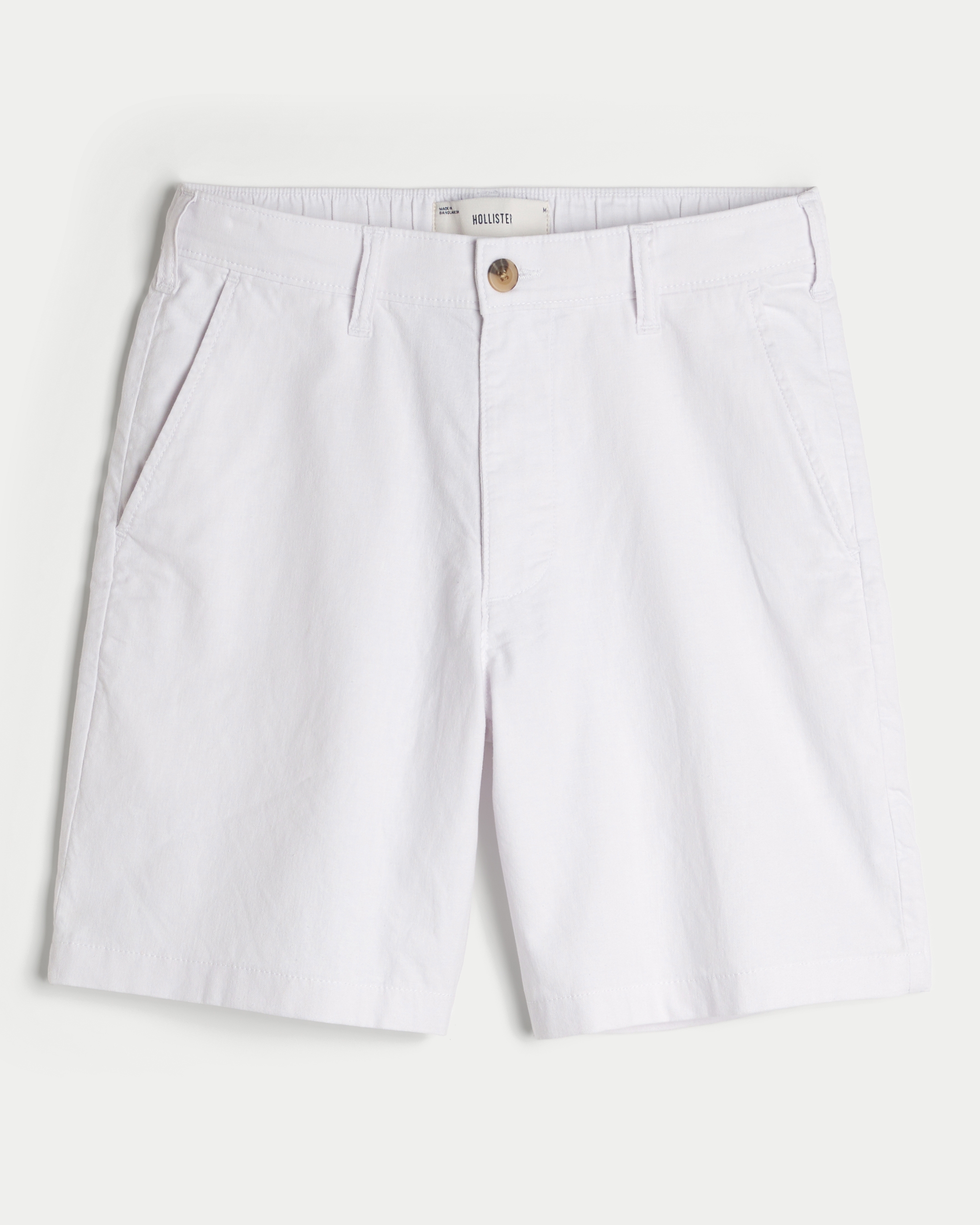 At-the-Knee Linen-Blend Flex-Waist Shorts