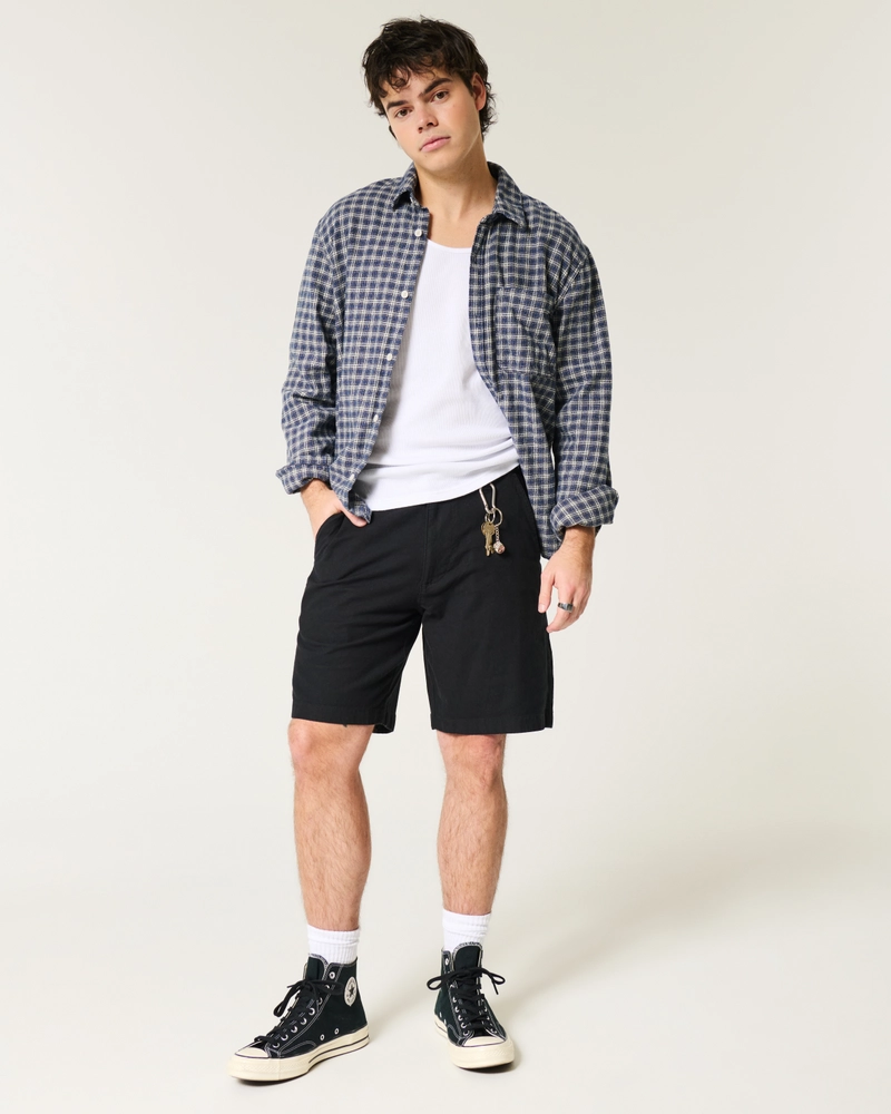 At-the-Knee Linen-Blend Flex-Waist Shorts
