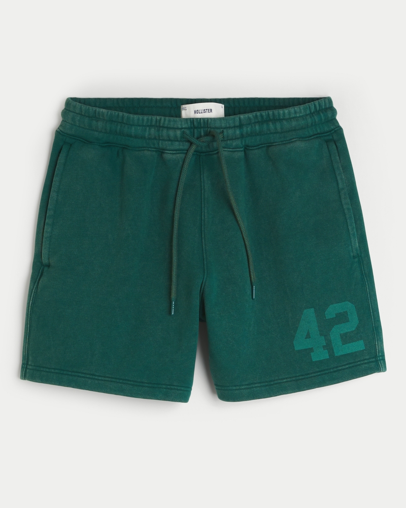 Mid-Thigh Graphic Loose Fleece Shorts