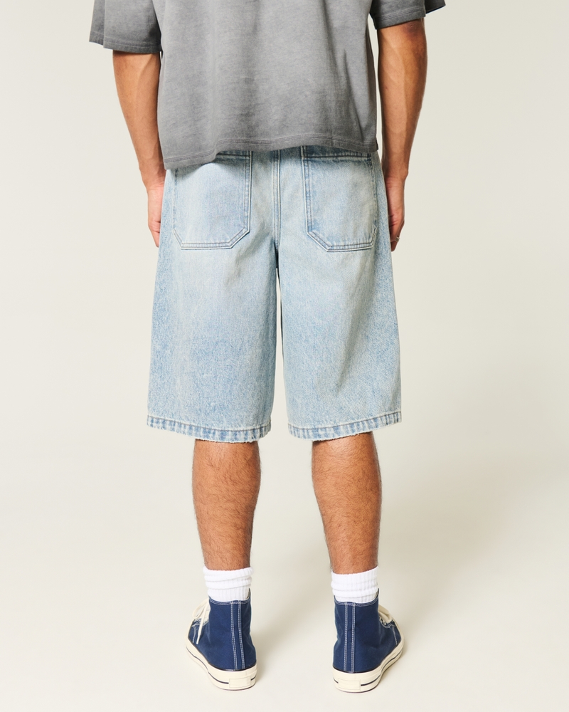 Ripped Light Wash Super Baggy Denim Shorts