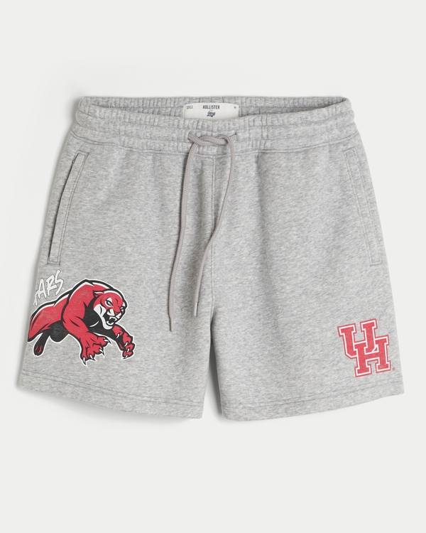 Mid-Thigh Fleece University of Houston Graphic Shorts, Heather Gray view 1