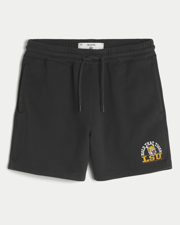 Mid-Thigh Fleece LSU Tigers Graphic Shorts, Black view 1