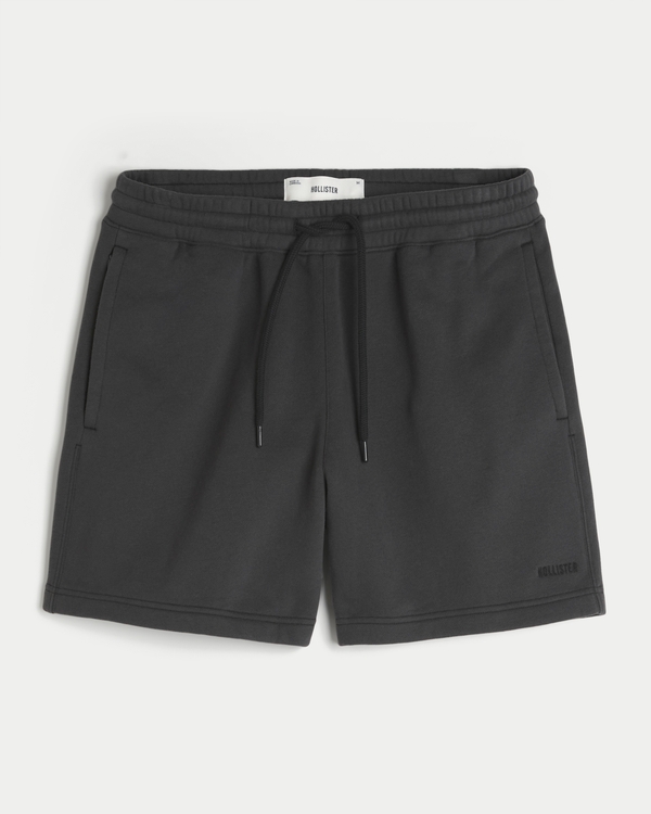 Mid-Thigh Loose Fleece Shorts, Black view 1