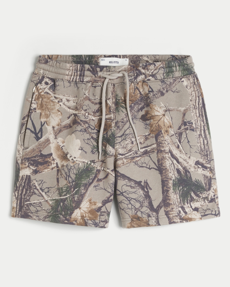 Mid-Thigh Camo Loose Fleece Shorts
