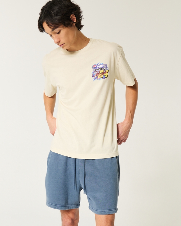 Mid-Thigh Loose Fleece Shorts, Faded Navy view 1