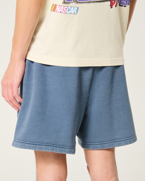 Mid-Thigh Loose Fleece Shorts, Faded Navy view 2