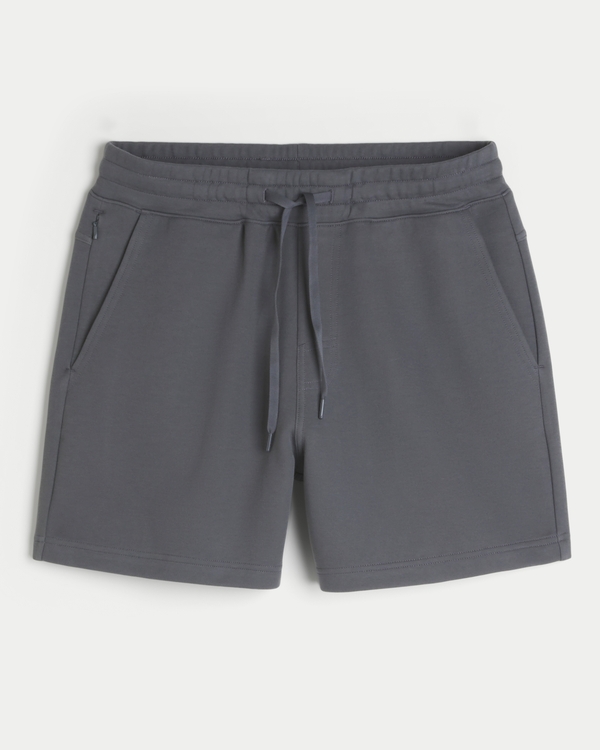 Mid-Thigh Cooling Fleece Shorts, Dark Gray view 1