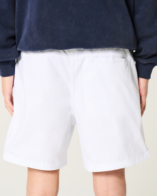 Mid-Thigh Twill Pull-On Shorts, White view 2