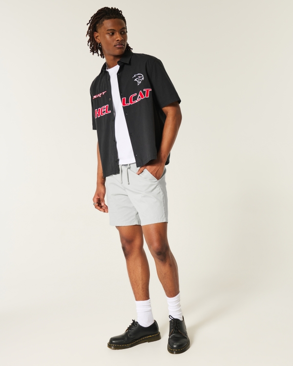 Above-the-Knee Twill Pull-On Shorts, Heather Gray view 2
