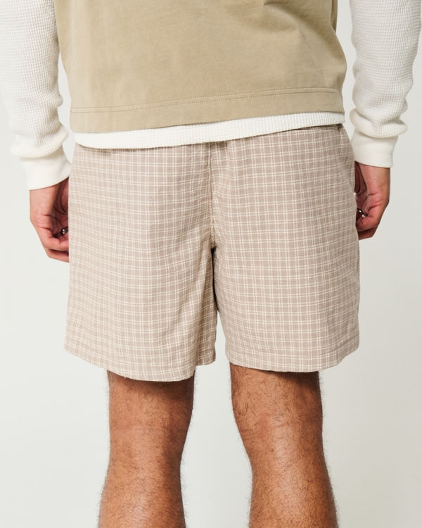 Mid-Thigh Linen-Blend Pull-On Shorts
