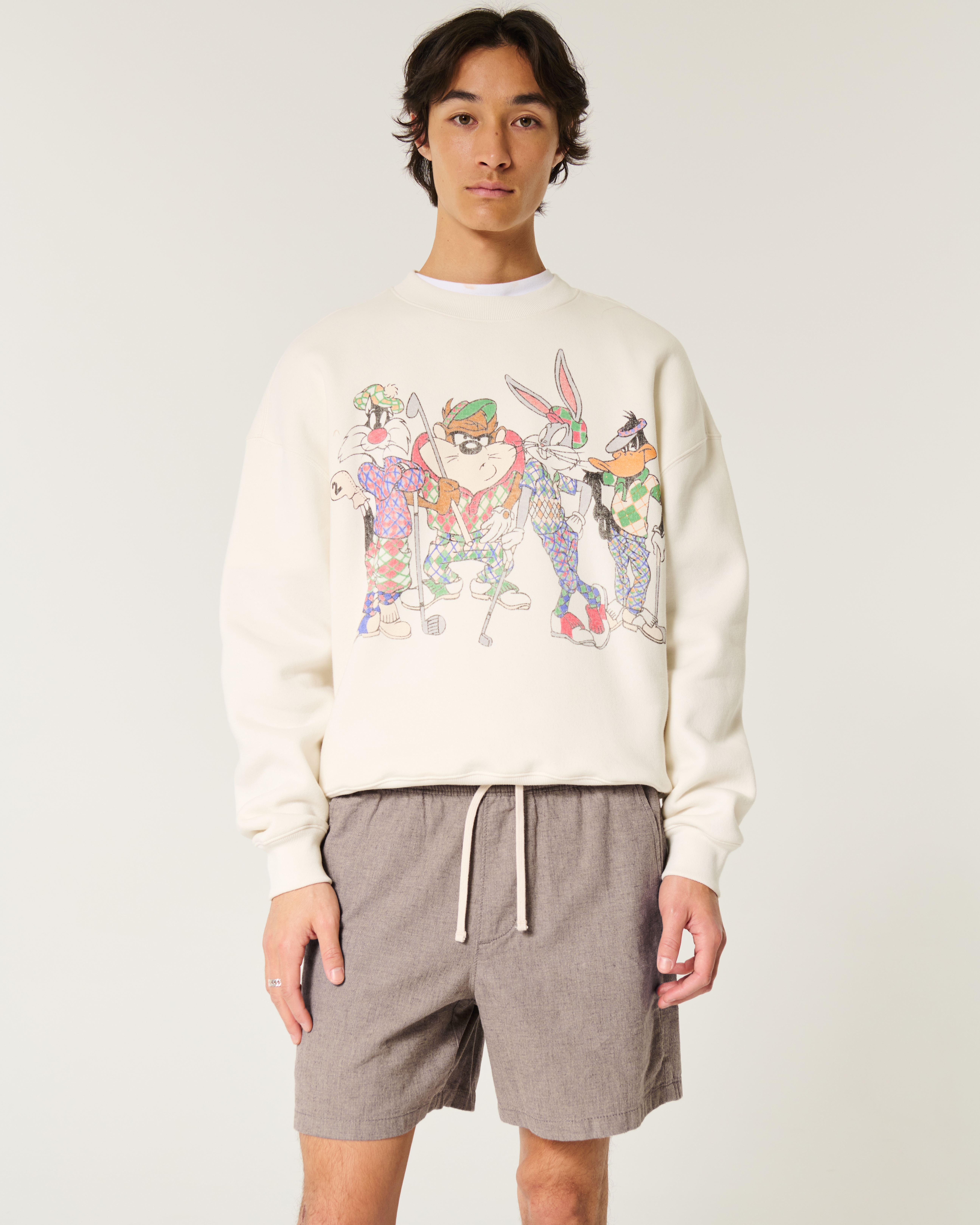 Mid-Thigh Linen-Blend Pull-On Shorts