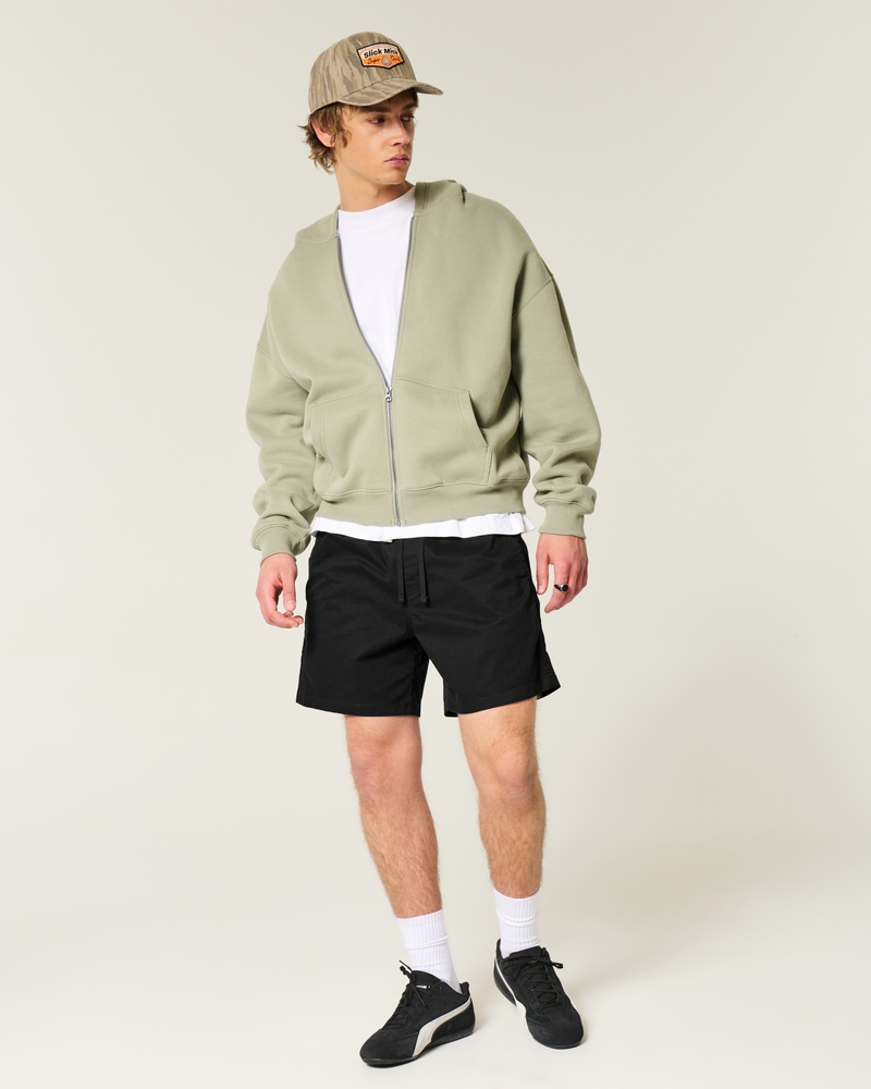 Mid-Thigh Twill Pull-On Shorts