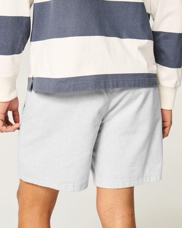 Mid-Thigh Linen-Blend Pull-On Shorts