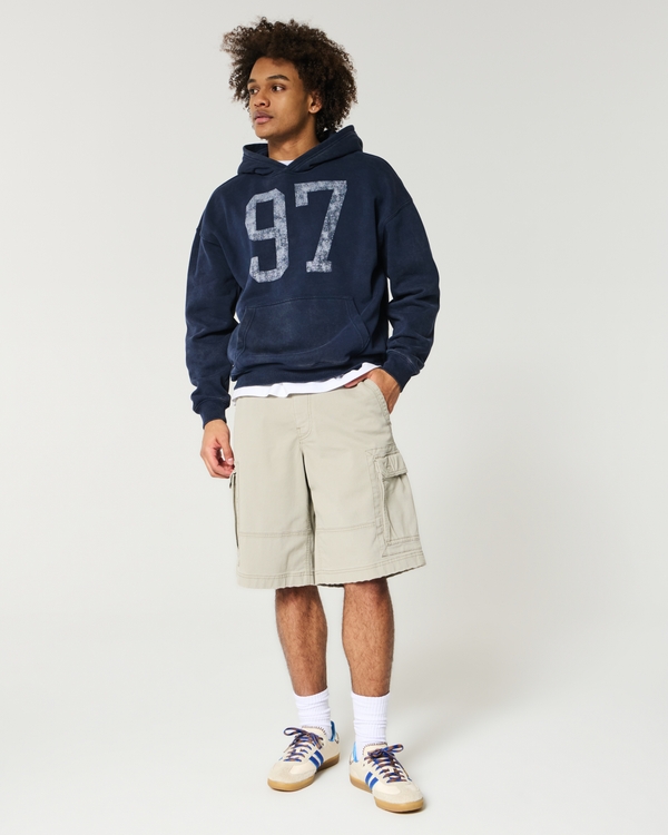At-the-Knee Baggy Cargo Shorts, Khaki view 2