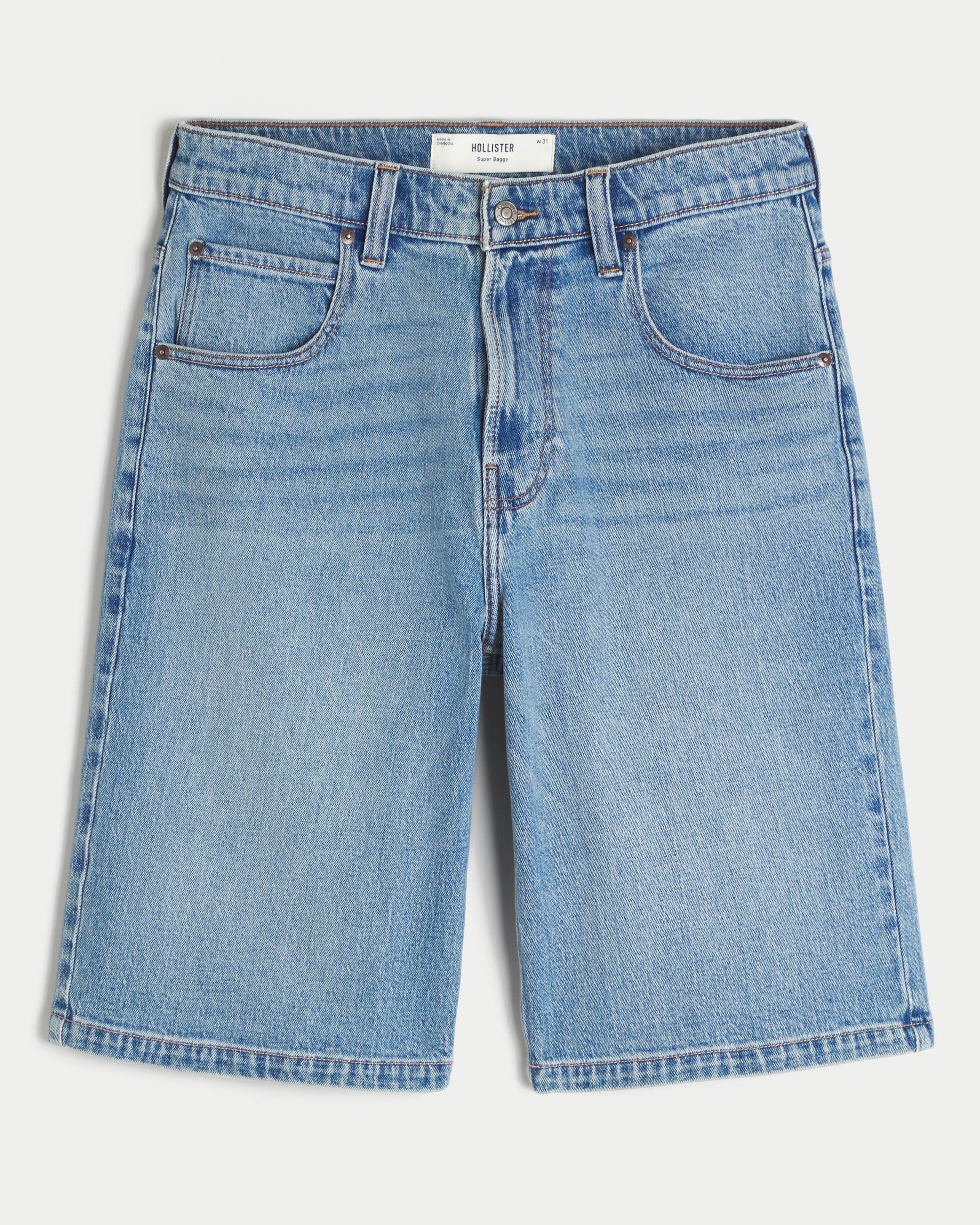 Medium Wash Super Baggy Denim Cargo Shorts