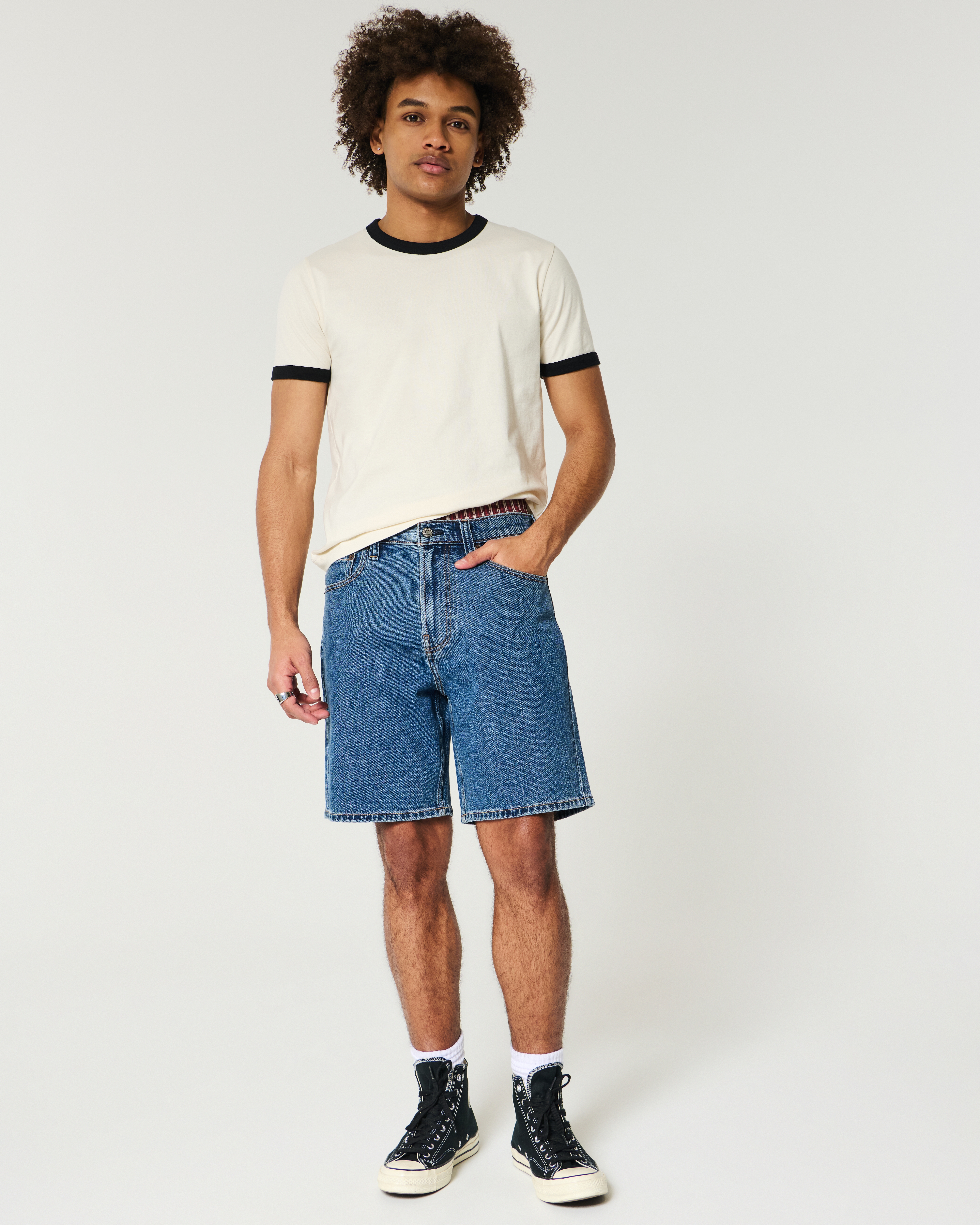 Above-the-Knee Loose Denim Shorts