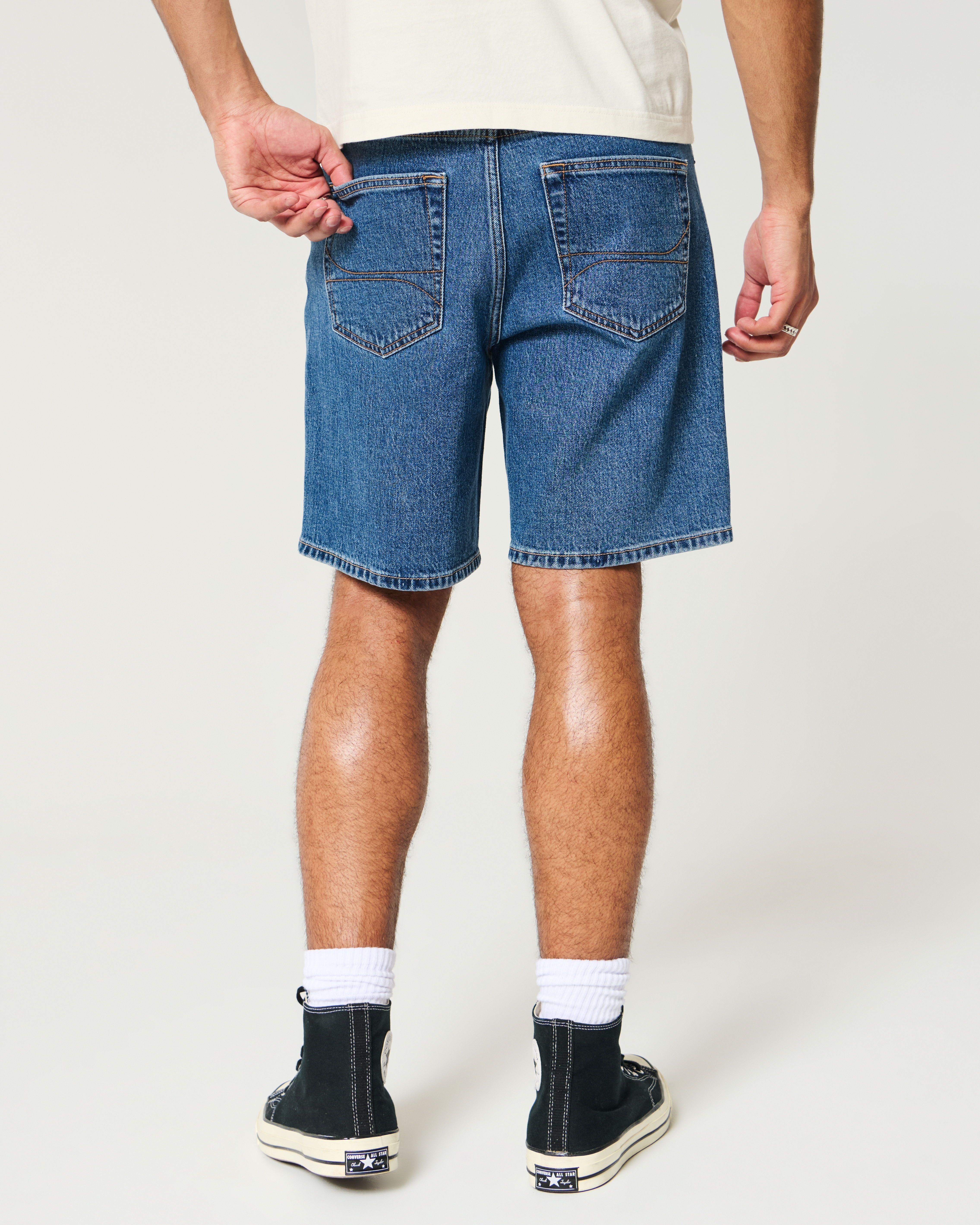 Above-the-Knee Loose Denim Shorts
